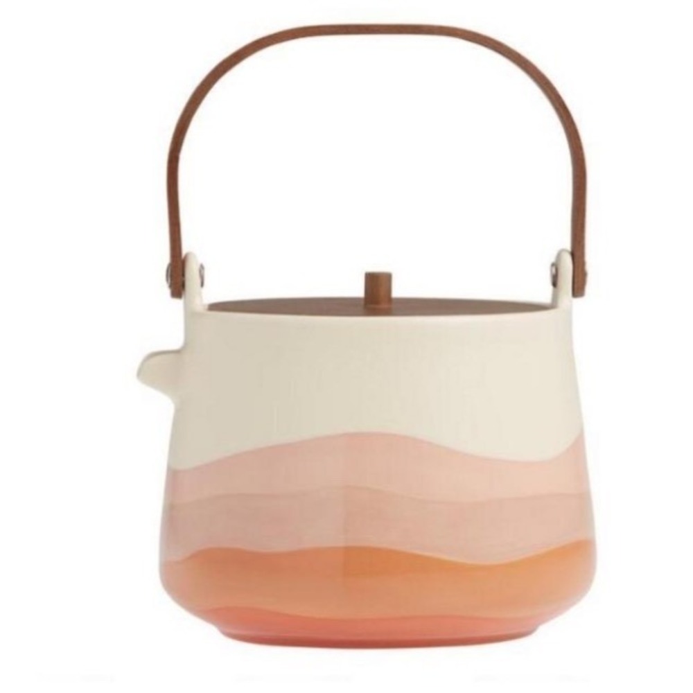 World Market Kolor Me Koby Dipped Landscape Teapot Kitchenware Pink Tan‎
